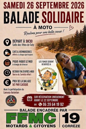 Balade solidaire à moto avec la FFMC 19